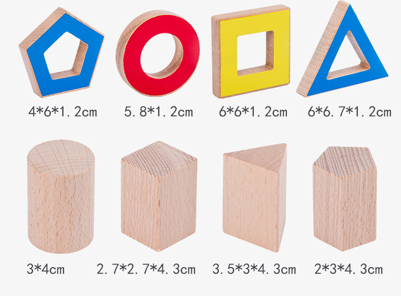 Wooden Montessori Children Four-column Shape Matching Geometric Block Set Toys For Kids