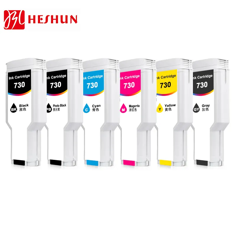 HESHUN Premium HP730 hp730 Cartridge tinta kompatibel warna untuk HP DesignJet T1600 T2600 T1700 Printer untuk hp730 Printer