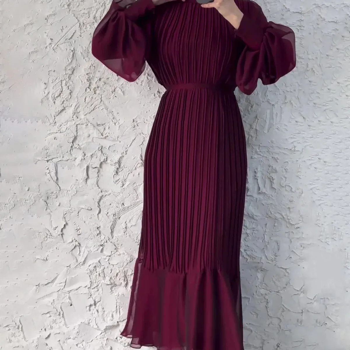 Gaun Maxi Muslim jubah warna Solid wanita Abaya untuk wanita Islam Dubai Ramadan Lebaran doa pakaian sopan Kaftan