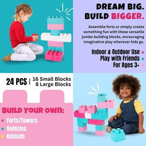 12 Uds. Juego de bloques de construcción grandes para niños, bloques Jumbo para niños pequeños, bloques de construcción de ladrillos apilables gigantes, juguetes para niños - Product Image 5