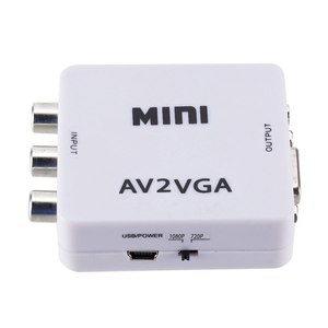 Adaptador de vídeo AV2VGA, convertidor de 1080P RCA CVBS AV a VGA con Cable de fuente de alimentación USB para pantalla de proyector de TV y ordenador