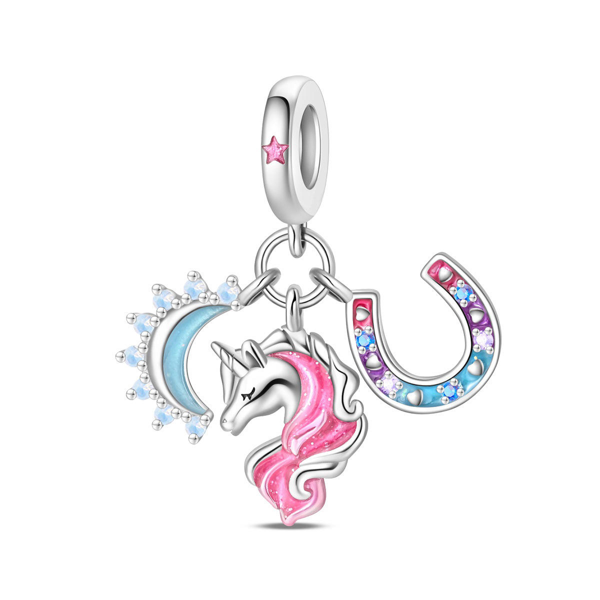 Pac1563-lucky moon unicorn pendant three-piece set