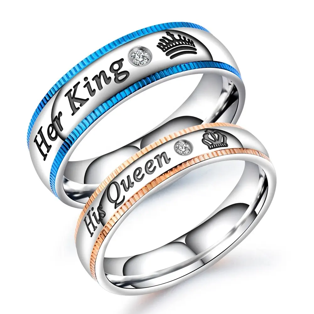 Corona de circonia cúbica para hombres, anillo personalizado con letras, barato