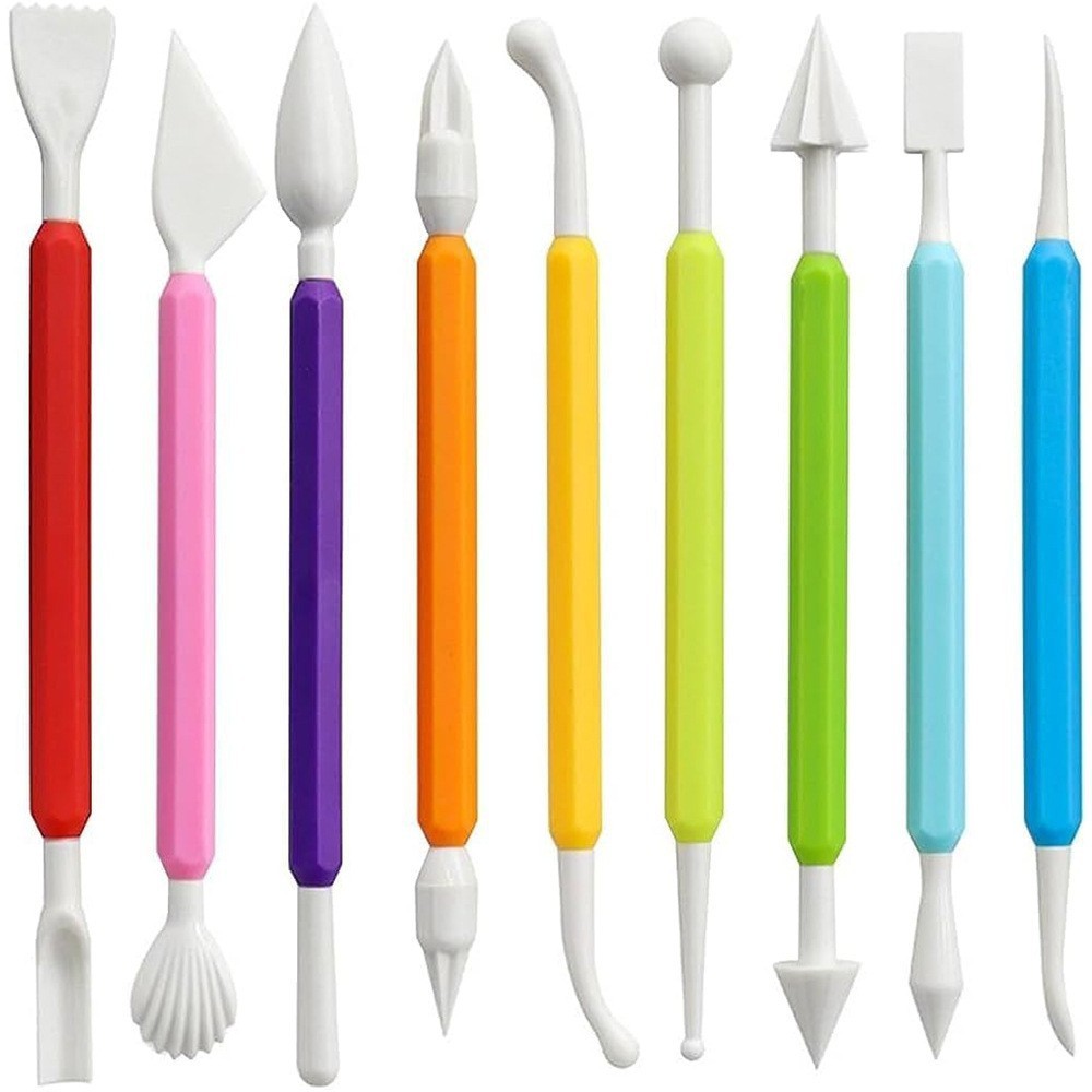 9-piece fondant carving pen set (white version)