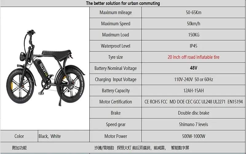 מחירי ערכת סוללות לחלק אופניים חשמליים OUXI-H9 בפקיסטן מנוע חשמלי לאופנוע אופניים