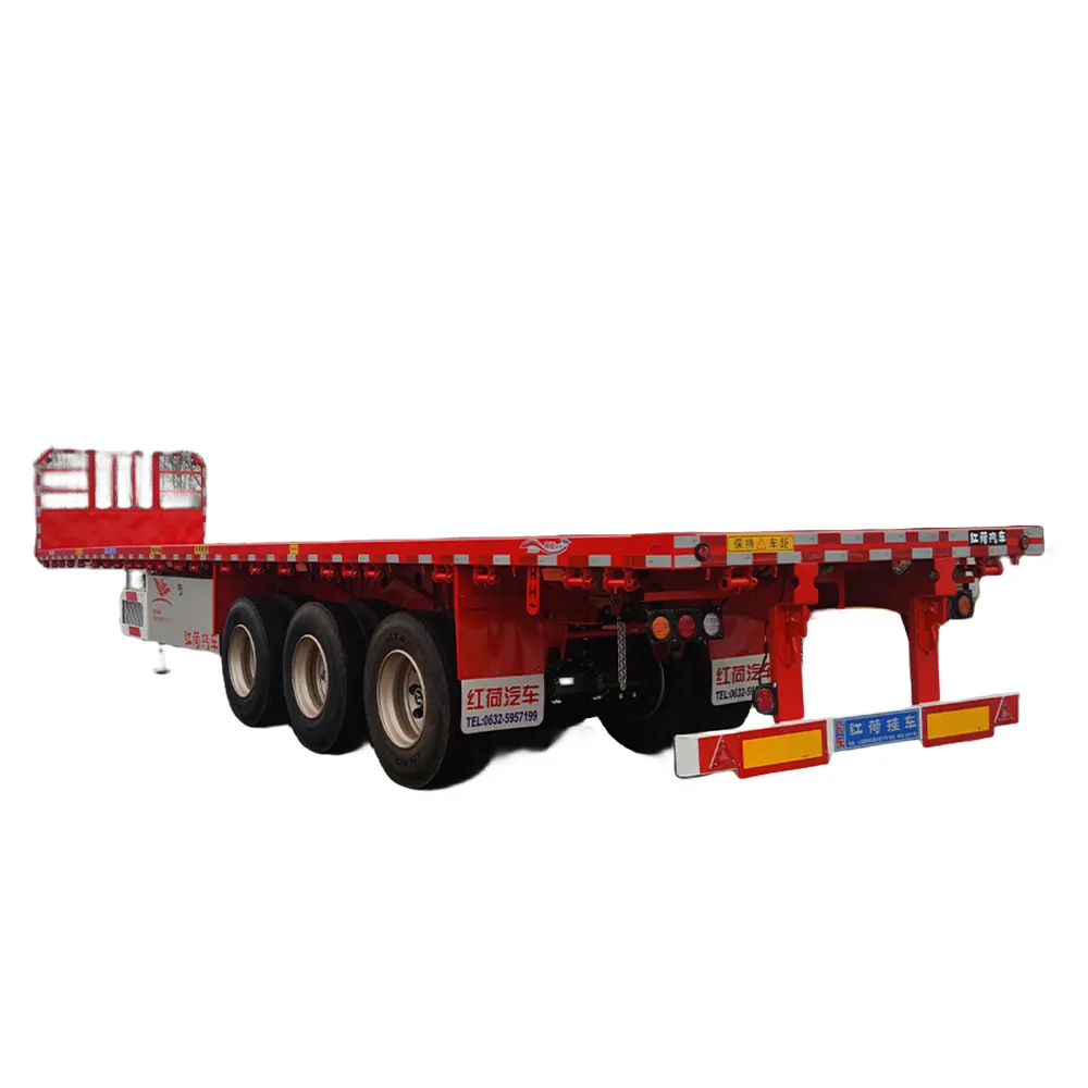 Trailer Made in China 20ft 40 ft Tri axle 4 Axles Flat bed Semi Truck Trailers for sale