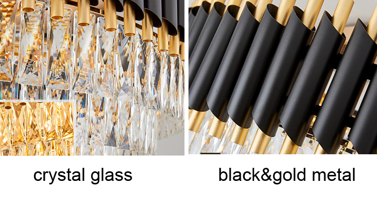 Fashion modern gold lamp fancy spiral crystals chandeliers black crystal glass chandelier for balcony dinning room