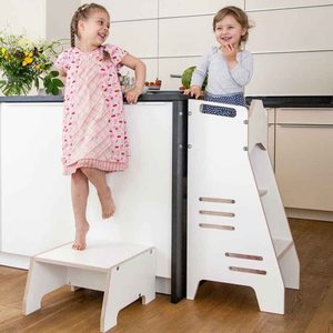 Multifunctionele Peutertoren, 3-In-1 Houten Leerhulp Met Krijtbord En Veiligheidsvoeten - Product Image 6