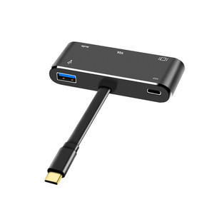 5 in 1 tip C Hub USB C HDTV VGA USB3.0 PD bilgisayar monitörü için 3.5mm ses AV dönüştürücü telefon hoparlör kamera - Product Image 4