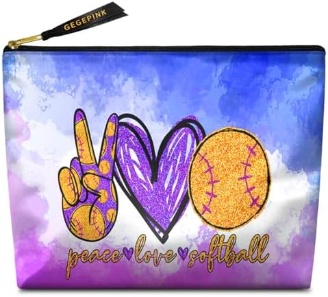 Peace love softball-makeup bags