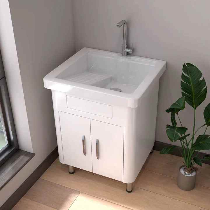 Pequena Família 60cm PVC Lavatório Sink Gabinete Integrado Varanda Wash Wardrobe com Mop Piscina Vanity Combinação