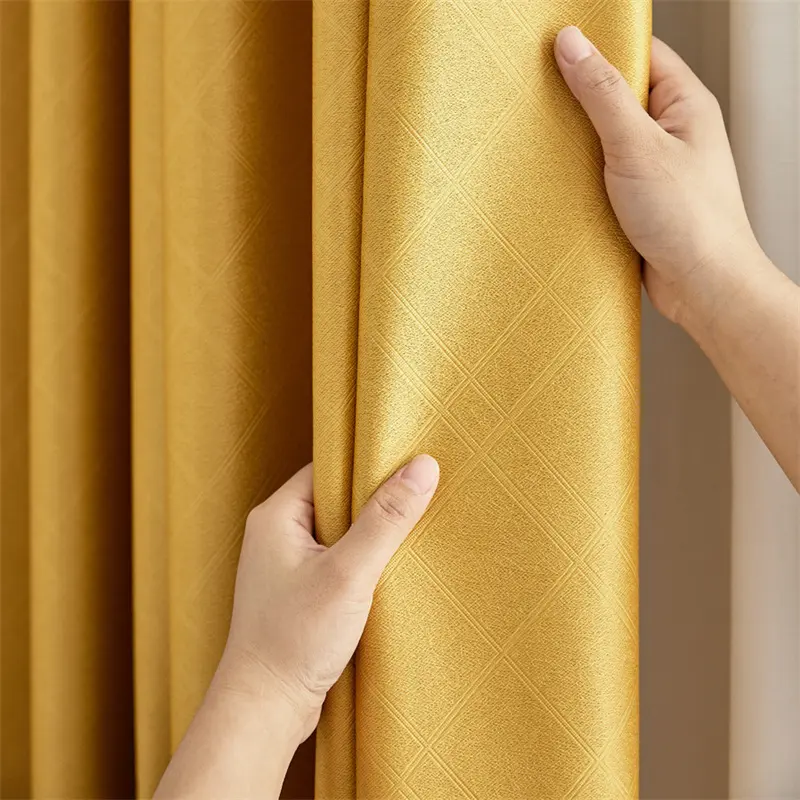 Современная простая однотонная Затемняющая ткань для штор, желто-серая жаккардовая ткань для штор для гостиной