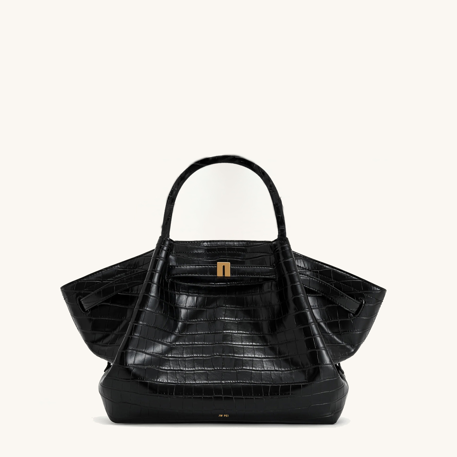 Black crocodile-print small size