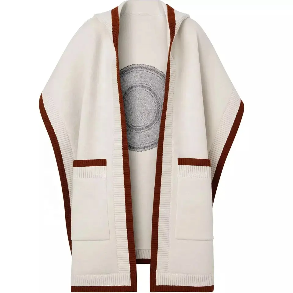 Sciarpa in cashmere spessa con poncho in tinta unita in lana e cashmere personalizzato