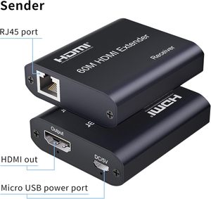 60M HDMI扩展器1920*108060Hz发射器和接收器TX发射器 * 1 RX接收器 * 1 5VDC电源 * 2用户手册 * 1 - Product Image 6