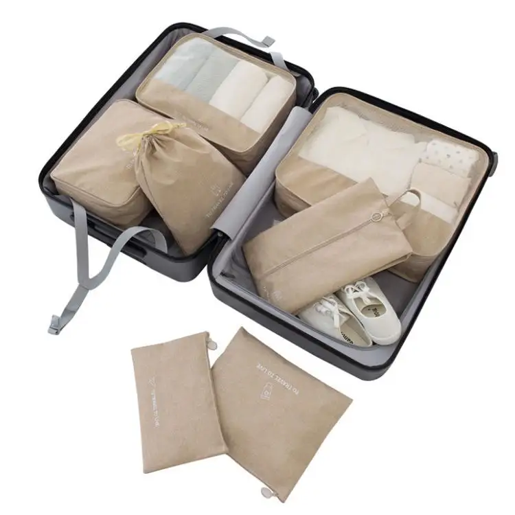 Set tas organizer perjalanan ringan 7 dalam 1 laris 7 buah tas traveling Organizer kemasan tas perjalanan