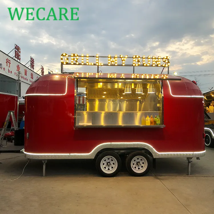 Wecare Mobile Coffee Ice Cream Fast Food Truck Trailers Totalmente Equipado Airstream Mobile Hot Dog Pizza Food Trailer Para Venda