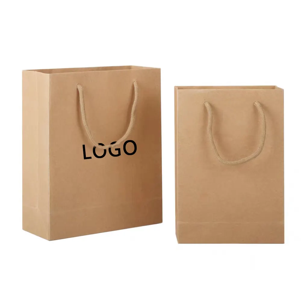 JYY emas kustom mewah hadiah belanja eceran tas kertas Kraft putih coklat dengan cetakan Logo