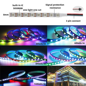 Оптовая Продажа с фабрики WS2812B 5050RGB DC5V Адресуемая Светодиодная лента Водонепроницаемый программный гибкий Канатный свет для телевизора фоновое освещение - Product Image 3