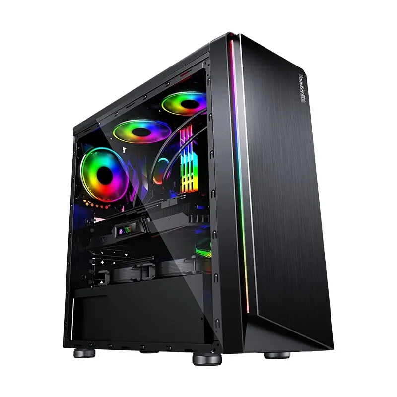 Huntkey GS500X Desktop Computer Case Zwart En Wit Rgb Case Voor Gaming Computer Case Ondersteuning Maxt En Atx Moederbord