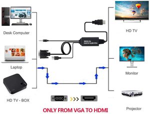 新的VGA至HDMI电缆VGA至HDMI适配器电缆，带音频，用于将带有VGA输出的旧电脑笔记本电脑连接到新的显示器显示器 - Product Image 3