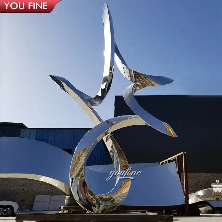 Polished Contemporary Garden Sculpture Stainless Steel For City Decoration