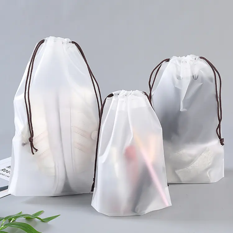 分解可能なクリアショッピング透明な服プロモーションポーチ収納キャリアブティック用カスタム巾着ビニール袋