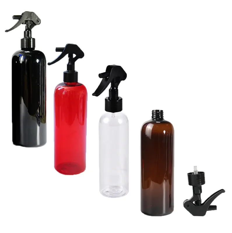 Personalizado Pequeno Vazio 100Ml 200Ml 300Ml 400Ml 500Ml Branco Preto Limpar Garrafas Pet Bomba de Spray De Gatilho de Plástico A Granel