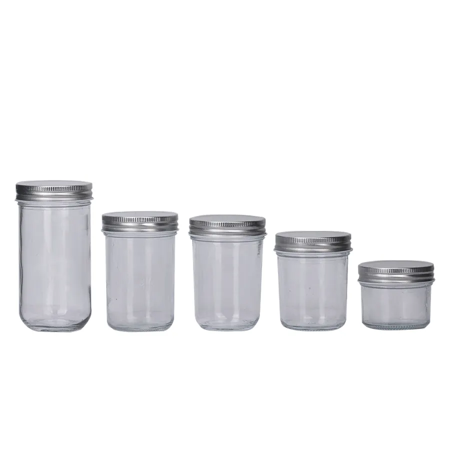 À vendre 100ml 150ml 200ml 300ml bocaux en verre Mason conique pour les grains de café vert indonésie mélanger les noix collations alimentaires avec bouchon en aluminium