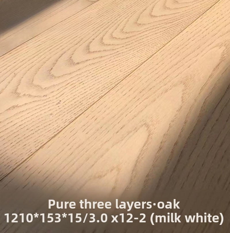 Pure three-layer oak X12-2 milky white; 1㎡