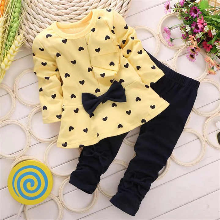 Girls' Clothing Sets Fall Spring Two Piece Outfits Dress Pants Cute Baby Girl Clothes Dot Printing Kids Casual Wear