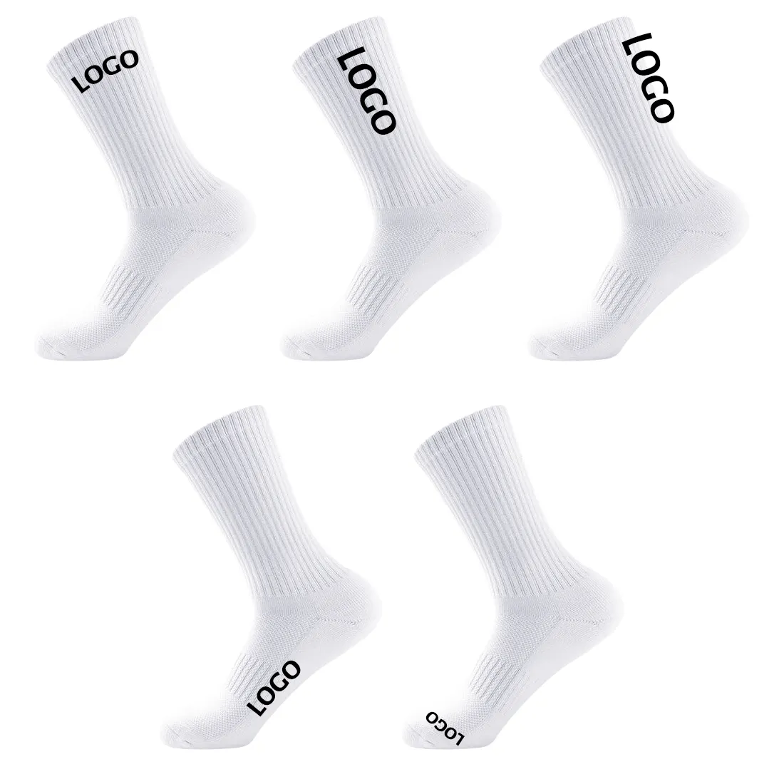 Calcetines blancos con logotipo personalizado para hombre y mujer, calcetín Unisex para correr, baloncesto, Unisex