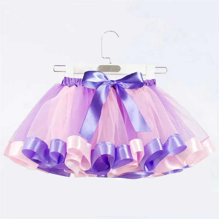 RTS-ropa de verano para niñas pequeñas, tutú plisado de arcoíris, faldas para fiesta de 2 a 16 años, vestidos de baile de princesa