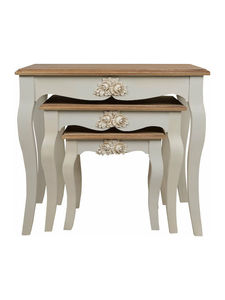 French Shabby Chic Coffee <strong>Table</strong> Set of 3 <strong>Nesting</strong> Side <strong>Table</strong> Wooden <strong>End</strong> <strong>Table</strong> for Home Furniture - Product Image 3