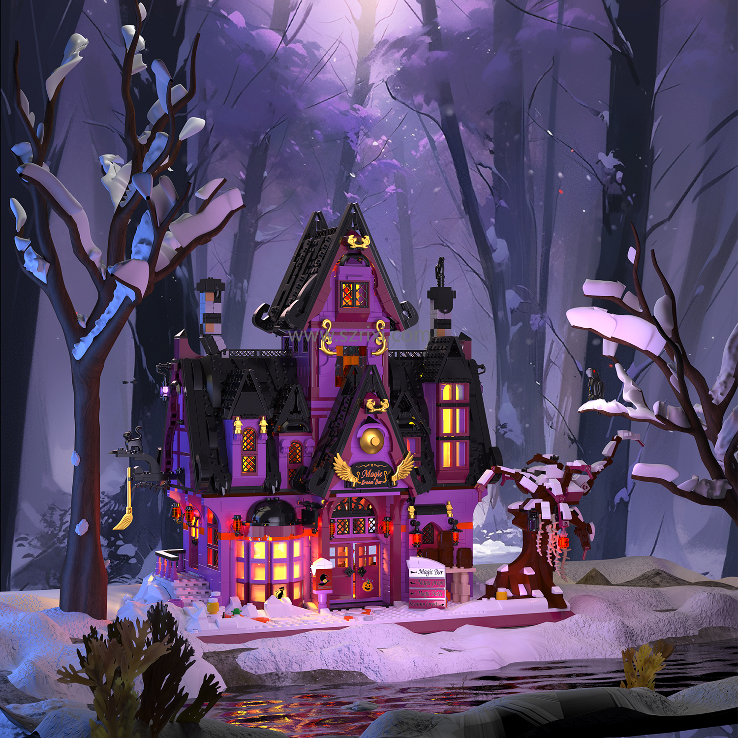ZHE GAO 612019 Witch House Scene Model Building Block Set