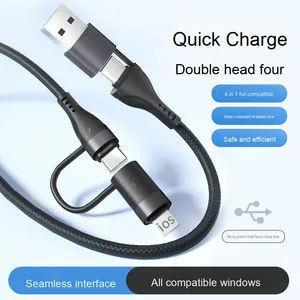 60W 4-in-1編組データケーブル電話ケーブル高速充電モバイルカメラコンピュータ用多機能 - Product Image 3