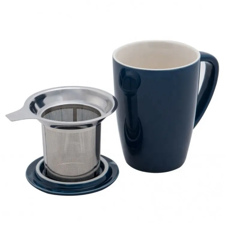Tazza in ceramica con infusore per tè all'ingrosso tazza in ceramica con coperchio e infusore in acciaio inossidabile