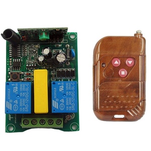 220V Interlock Tipo 2 canales Interruptor de control remoto Caoba 3 teclas RF Control remoto Receptor de código de aprendizaje