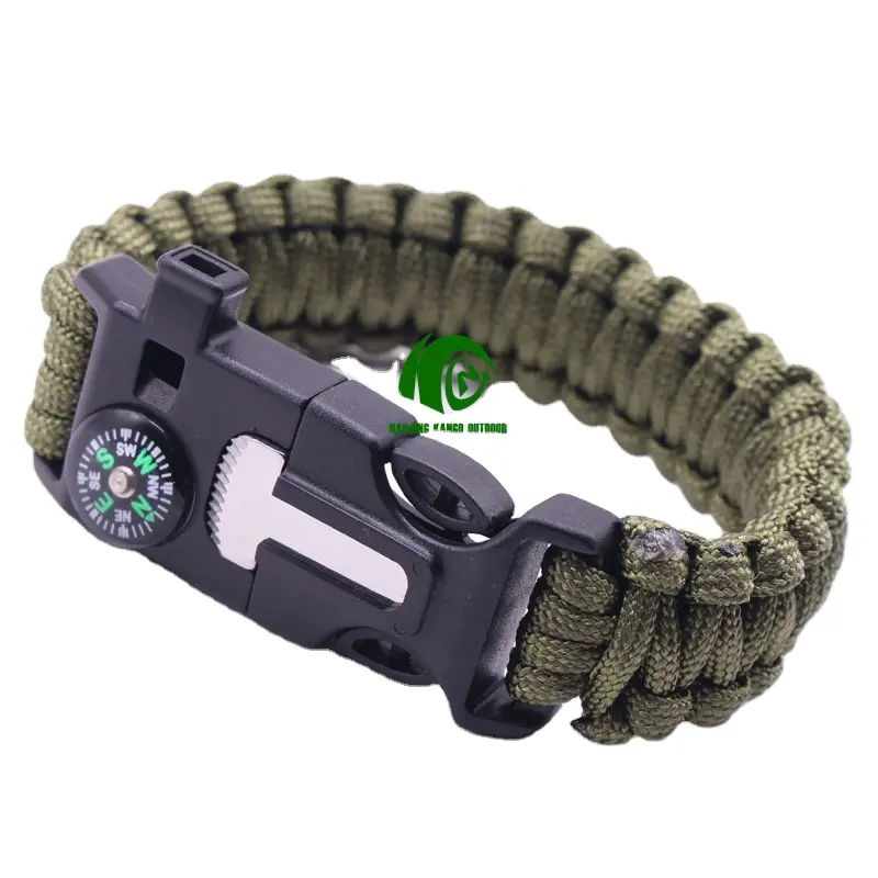 Kango all'ingrosso regolabile personalizzato tattico attrezzatura da campeggio fibbie di sopravvivenza strumenti accessori Kit braccialetto
