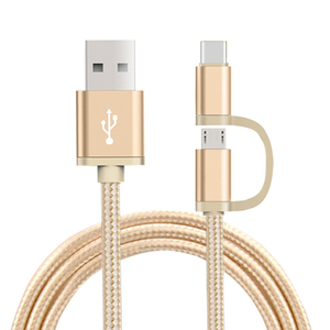 1M 2A Android Micro ถึง Type C สายชาร์จเร็ว 2 ใน 1 สายถักสายชาร์จเอนกประสงค์ - Product Image 5