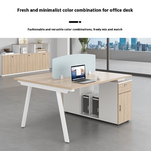 シンプルモダン4/6人固体MDFコンピュータワークステーションオフィスチェア組み合わせカードシートパネルスタイル - Product Image 2