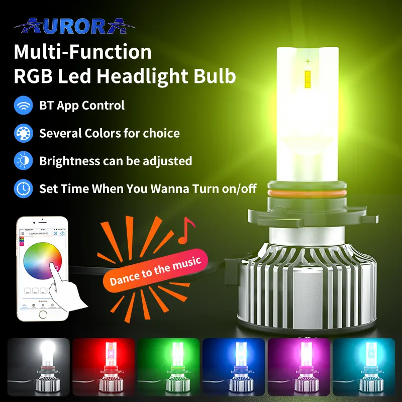 Upgrade RGB Auto LED Headlight Kits Multi-Color Changing Controlled by Smartphone App led headlight car led H7 H11 hb3 9006