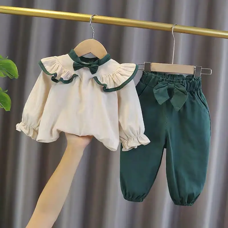 Ropa para niños y niñas, traje de primavera y otoño, camisa nueva, traje de dos piezas