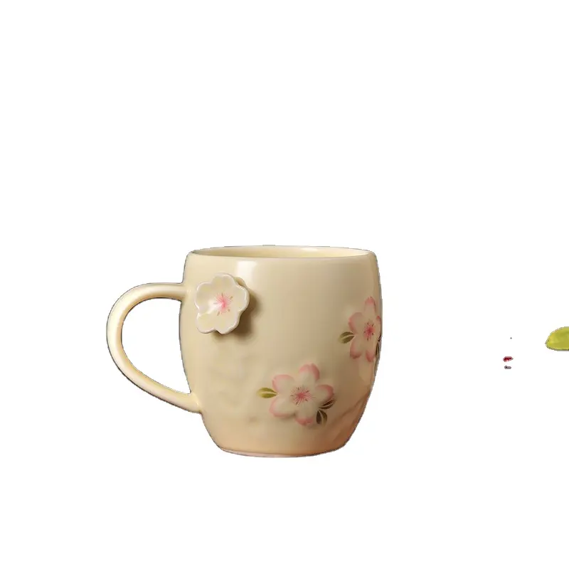Cherry Blossom ceramica goffrata tazza coppie tazza caffè latte tazza da tè Set vendite dirette della fabbrica