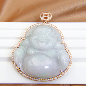 Handmade Custom 18K Gold <strong>Jade</strong> with Lab Grown Diamond HPHT Bling Pendant Jewelry - Product Image 2