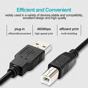 通用串行总线2.0 3.0聚氯乙烯夹克黑色1m黑色公对b型公充电和数据线，用于手机打印机电脑兼容性 - Product Image 3