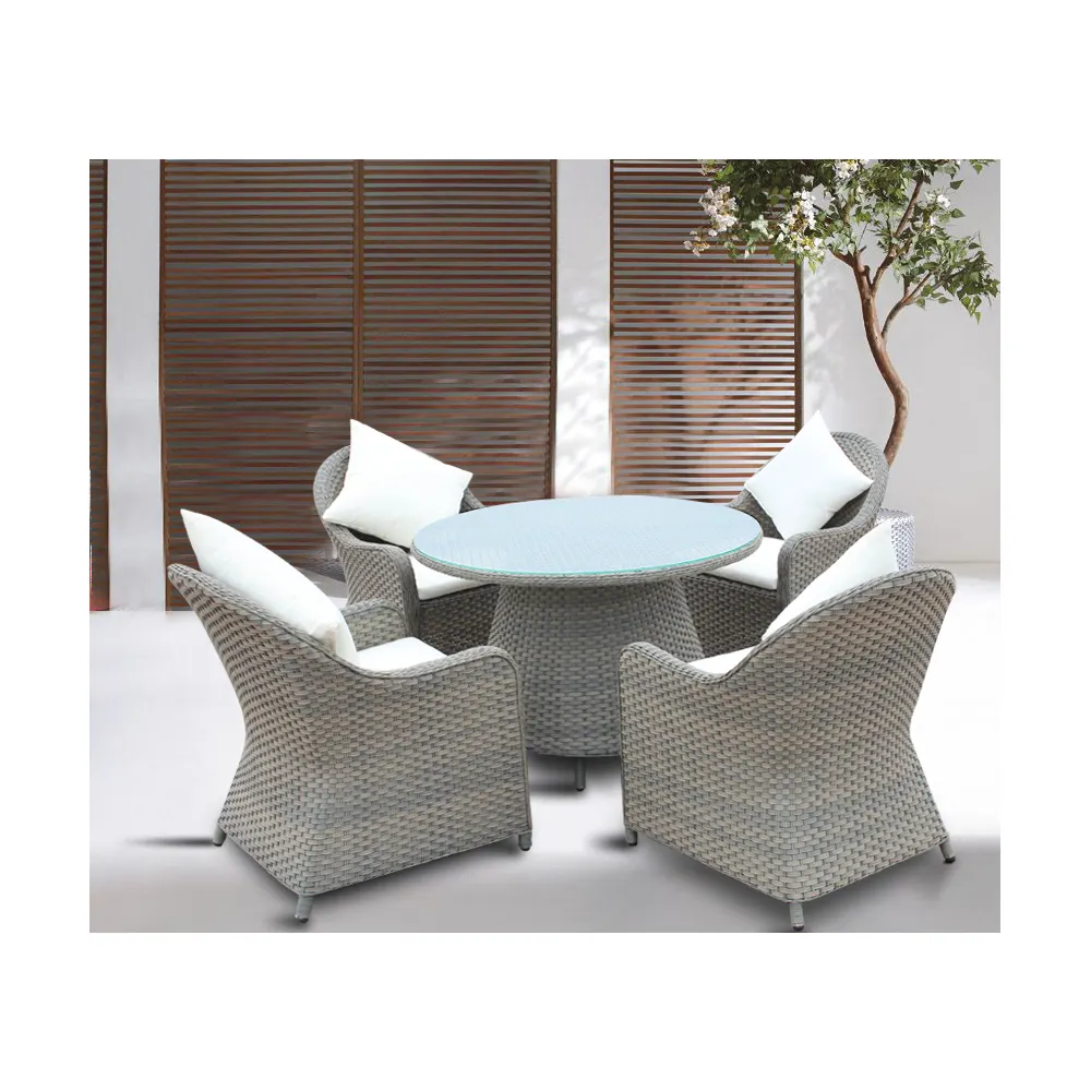 Set tavolo rotondo e sedia set da pranzo in rattan tavolo da pranzo e sedia da esterno in vimini villa patio usa mobili da giardino