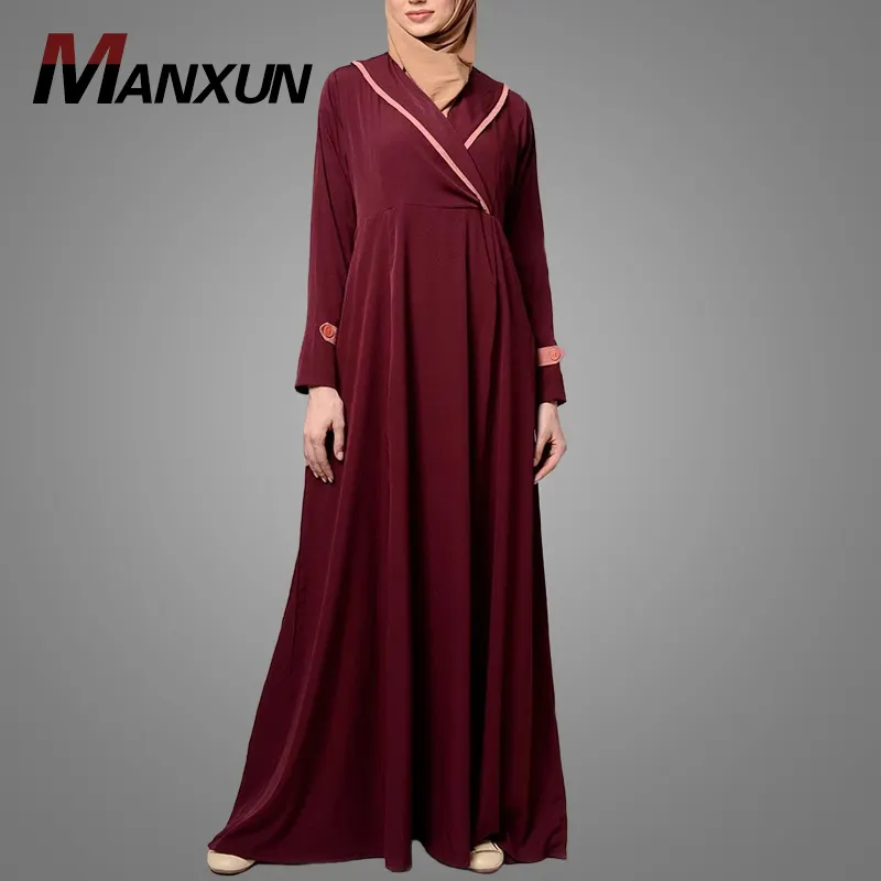 Manxun Popular Wrap Around Overlayered Flared Dress Dubai Abaya Kaftan Muslim Moroccan Jalabia Islamic Clothing