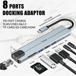 SYW type c концентратор 8 в 1 совместимый usb C концентратор 7 портов Многофункциональный con ethernet для Macbook Pro и Windows ноутбуков-usb концентратор - Product Image 2