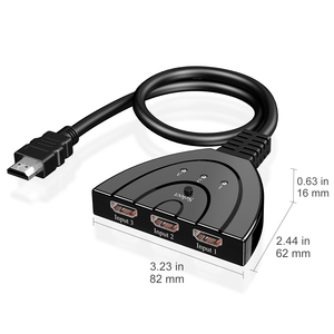 Alta definición 1080p 3 puertos Pigtail Cable HDTV Switcher 3 entradas 1 salida Video Switch 3x1 para proyección de pantalla - Product Image 3